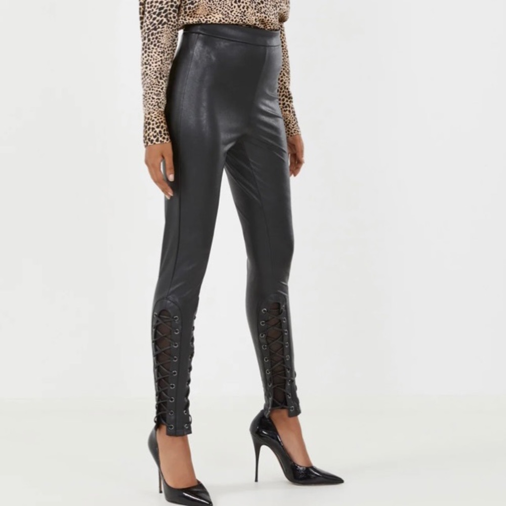 BCBG Lace-Up Faux Leather Legging